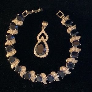 925 SS Sapphire hardness 9 bracelet, earrings and pendant